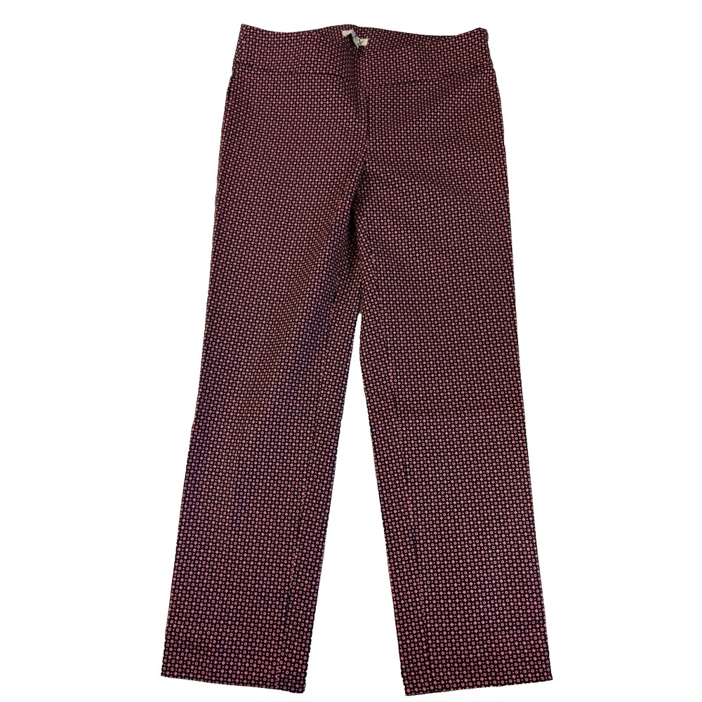 Loft Marisa Geometric Ankle Pants Pink Black Retro Print Trousers Women's 2